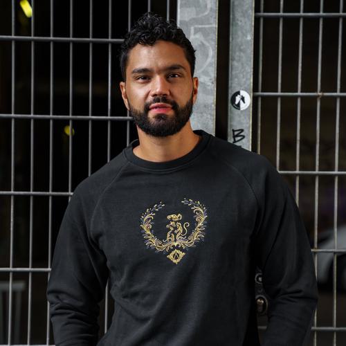 SWEATSHIRT SVARTGUL KRANS
